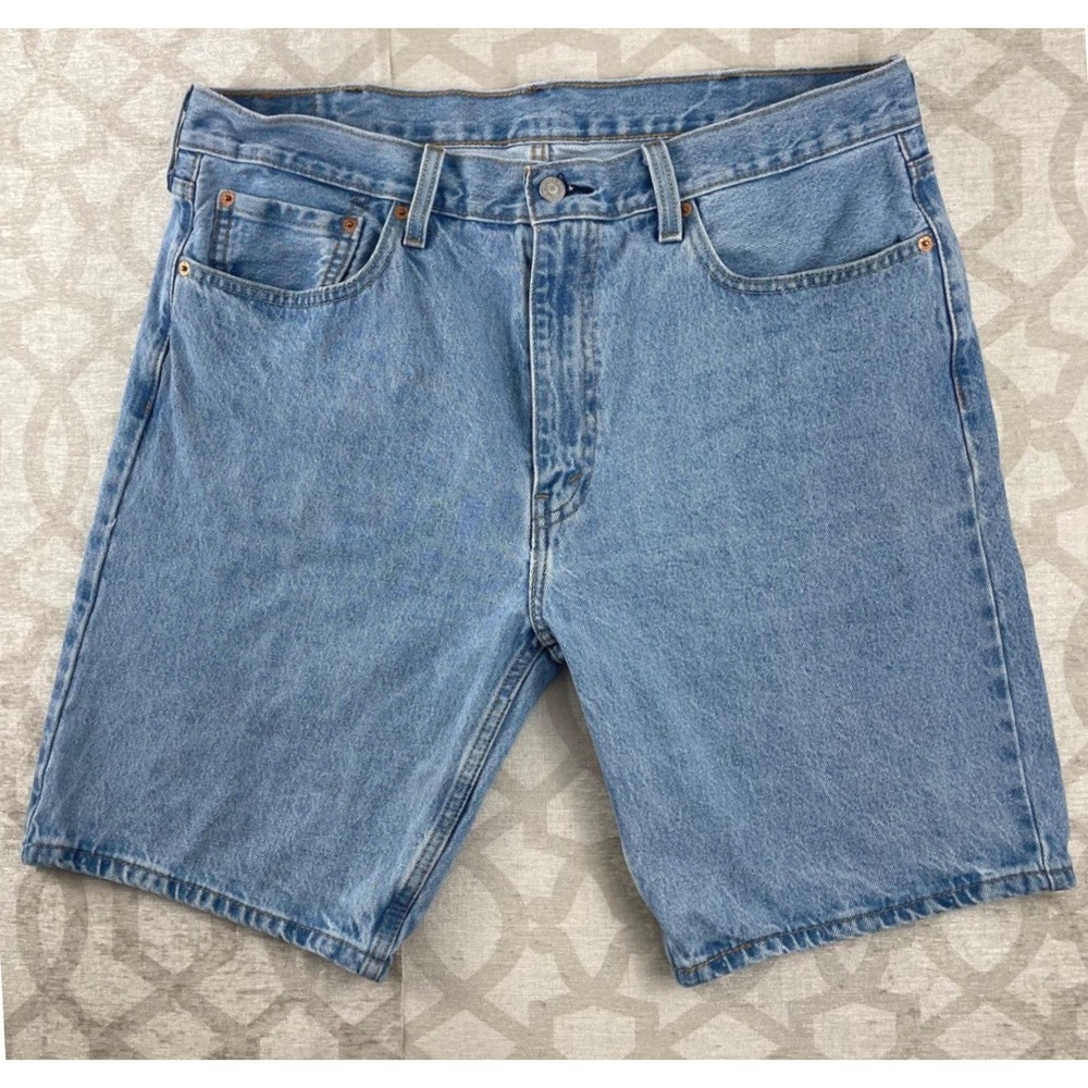 Levis 405 Standard Fit Denim Shorts Mens 38 Light Wash Blue Jeans 5 Pocket
